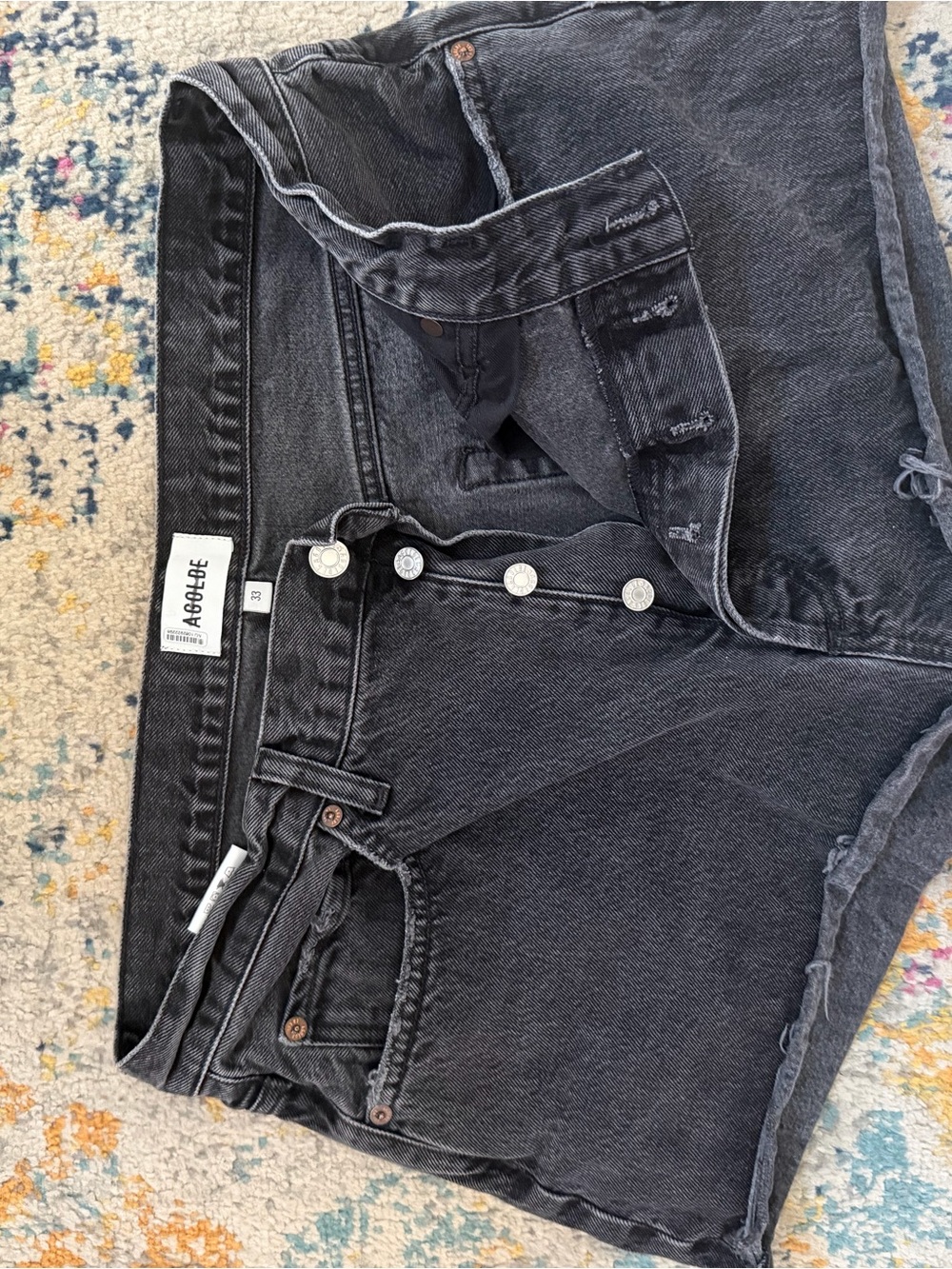 Agolde black denim Ridley shorts
